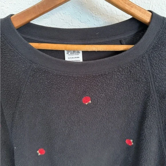 cozy retro coquette vintage VS pink embroidered Long Sleeve Sweatshirt Sz Small - Picture 2 of 9